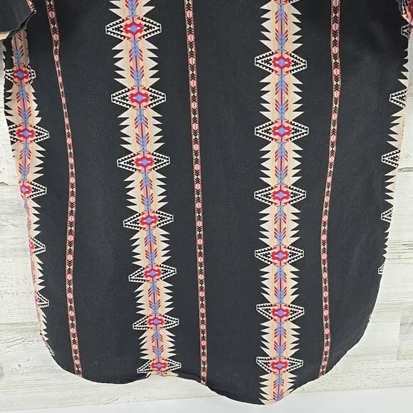 VINTAGE Wrangler Aztec Western Brushpopper Black Pearl Snap Shirt MEN'S MEDIUM.. - Picture 9 of 16